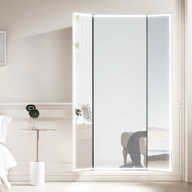 Celestia Lighted Full-Length Trifold Vanity Mirror