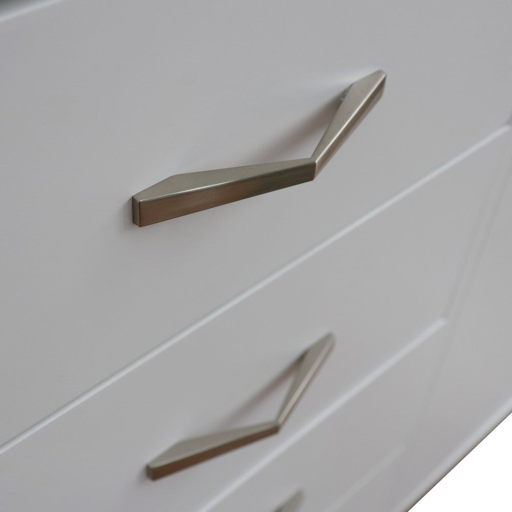 61 in. Double Sink Vanity in White Finish with Gray Granite and Round Sink, Tivoli Collection