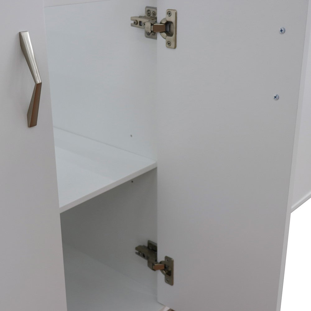 61 in. Double Sink Vanity in White Finish with Gray Granite and Round Sink, Tivoli Collection