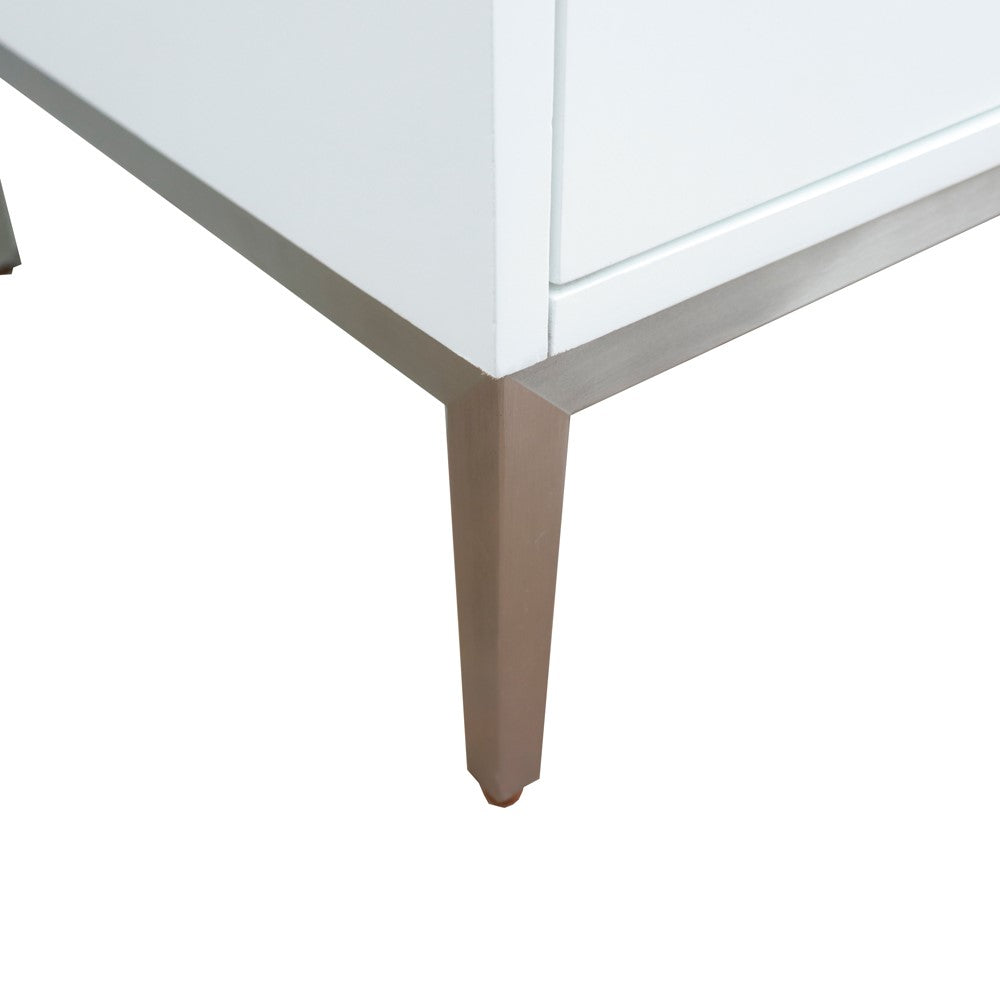 61 in. Double Sink Vanity in White Finish with Gray Granite and Round Sink, Tivoli Collection