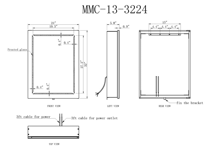Cosmo I Conductive Hinge-Powered Illuminated Cabinet Vanity Mirror