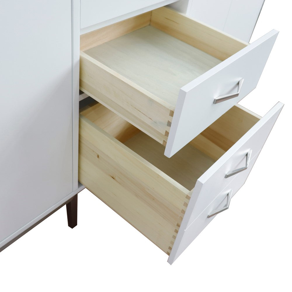 61 in. Double Sink Vanity in White Finish with Gray Granite and Round Sink, Tivoli Collection