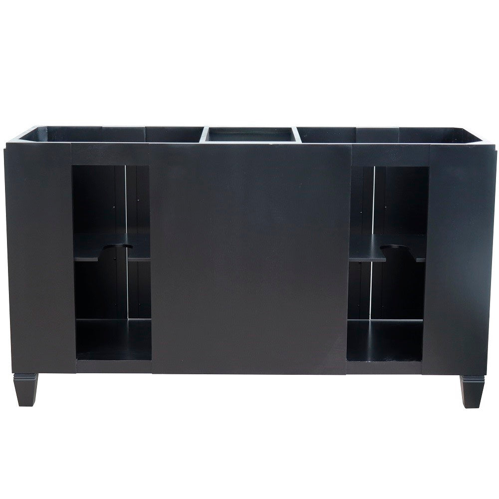 61 in. Double Sink Vanity in Black Finish with Gray Granite and Oval Sink, Trento Collections
