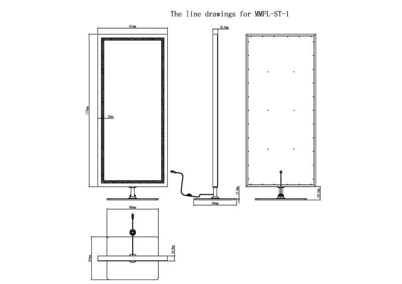 Nova Lighted Standing Full-Length Vanity Mirror