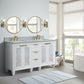 61 in. Double Sink Vanity in White Finish with Gray Granite and Rectangle Sinks, Trento Collection