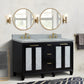 61 in. Double Sink Vanity in Black Finish with Gray Granite and Rectangle Sinks, Trento Collection