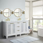 Trento 61 in. Double Sink Vanity in White Finish with White Engineered Stone Top, Rectangle Sinks