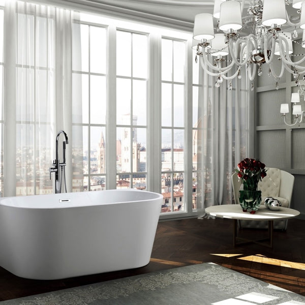 Calabria 59 in. Freestanding Bathtub in Glossy White