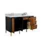 61 in. Double Sink Vanity in Walnut and Black Finish and White Carrara Marble and Rectangle Sinks, Trento Collection