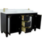 Trento 61 in. Double Sink Vanity in Black Finish with White Engineered Stone Top, Round Sinks