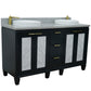 61 in. Double Sink Vanity in Dark Gray Finish with Gray Granite and Round Sink, Trento Collections
