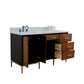 61 in. Double Sink Vanity in Walnut and Black Finish and White Carrara Marble and Oval Sinks