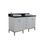 61 in. Double Sink Vanity in White Finish with Black Galaxy Granite and Round Sink, Tivoli Collection