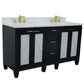 Trento 61 in. Double Sink Vanity in Dark Gray Finish with White Engineered Stone Top, Rectangle Sinks