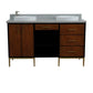 61 in. Double Sink Vanity in Walnut and Black Finish and Gray Granite and Round Sinks, Trento Collection