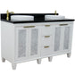 61 in. Double Sink Vanity in White Finish with Black Galaxy Granite and Round Sink, Trento Collections