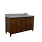 61 in. Double Sink Vanity in Walnut Finish with Gray Granite and Rectangle Sink