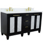 Trento 61 in. Double Sink Vanity in Black Finish with White Engineered Stone Top, Rectangle Sinks