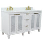 Trento 61 in. Double Sink Vanity in White Finish with White Engineered Stone Top, Rectangle Sinks