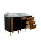 61 in. Double Sink Vanity in Walnut and Black Finish and Gray Granite and Round Sinks, Trento Collection