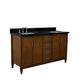 61 in. Double Sink Vanity in Walnut Finish with Black Galaxy Granite and Rectangle Sink