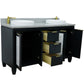 61 in. Double Sink Vanity in Dark Gray Finish with Gray Granite and Round Sink, Trento Collections