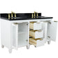 61 in. Double Sink Vanity in White Finish with Black Galaxy Granite and Oval Sink, Trento Collections