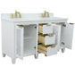 Trento 61 in. Double Sink Vanity in White Finish with White Engineered Stone Top, Oval Sinks