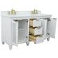 Trento 61 in. Double Sink Vanity in White Finish with White Engineered Stone Top, Rectangle Sinks