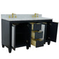 61 in. Double Sink Vanity in Dark Gray Finish with White Carrara Marble and Oval Sink, Trento Collections