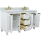 61 in. Double Sink Vanity in White Finish with White Carrara Marble and Rectangle Sinks, Trento Collection