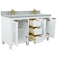 61 in. Double Sink Vanity in White Finish with Gray Granite and Oval Sink, Tivoli Collection