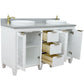 61 in. Double Sink Vanity in White Finish with Gray Granite and Round Sink, Trento Collections