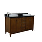 61 in. Double Sink Vanity in Walnut Finish with Black Galaxy Granite and Round Sink