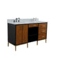 61 in. Double Sink Vanity in Walnut and Black Finish and White Carrara Marble and Oval Sinks