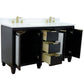 Trento 61 in. Double Sink Vanity in Black Finish with White Engineered Stone Top, Oval Sinks