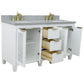 61 in. Double Sink Vanity in White Finish with Gray Granite and Rectangle Sinks, Trento Collection