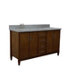 61 in. Double Sink Vanity in Walnut Finish with Gray Granite and Oval Sink