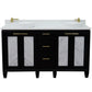 Trento 61 in. Double Sink Vanity in Black Finish with White Engineered Stone Top, Round Sinks