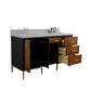 61 in. Double Sink Vanity in Walnut and Black Finish and Gray Granite and Oval Sinks