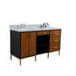 61 in. Double Sink Vanity in Walnut and Black Finish and White Carrara Marble and Rectangle Sinks, Trento Collection