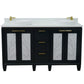 Trento 61 in. Double Sink Vanity in Dark Gray Finish with White Engineered Stone Top, Round Sinks