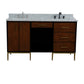 61 in. Double Sink Vanity in Walnut and Black Finish and White Carrara Marble and Rectangle Sinks, Trento Collection