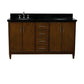 61 in. Double Sink Vanity in Walnut Finish with Black Galaxy Granite and Oval Sink