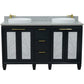 61 in. Double Sink Vanity in Dark Gray Finish with Gray Granite and Round Sink, Trento Collections