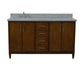 61 in. Double Sink Vanity in Walnut Finish with Gray Granite and Rectangle Sink