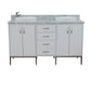 61 in. Double Sink Vanity in White Finish with White Carrara Marble and Round Sink, Tivoli Collection