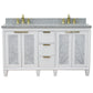 61 in. Double Sink Vanity in White Finish with Gray Granite and Oval Sink, Trento Collections
