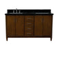 61 in. Double Sink Vanity in Walnut Finish with Black Galaxy Granite and Rectangle Sink