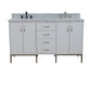 61 in. Double Sink Vanity in White Finish with White Carrara Marble and Oval Sink, Tivoli Collection